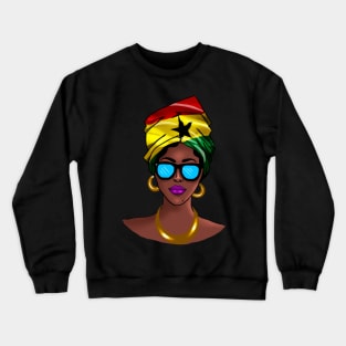 African woman with Ghana Flag headscarf Crewneck Sweatshirt